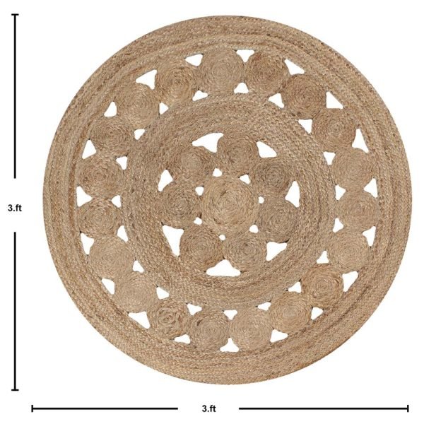 Hand Braided Jute Modern Beige Round Rug - Image 5