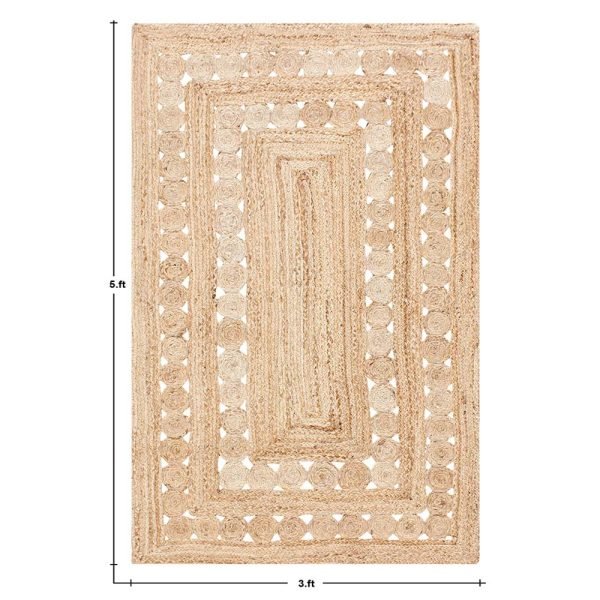 Hand Braided Beige Jute Geometric Area Rug - Image 5