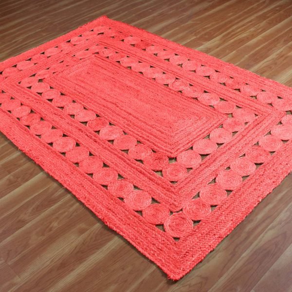 Red Hand Braided Jute New Modern Area Rug - Image 3
