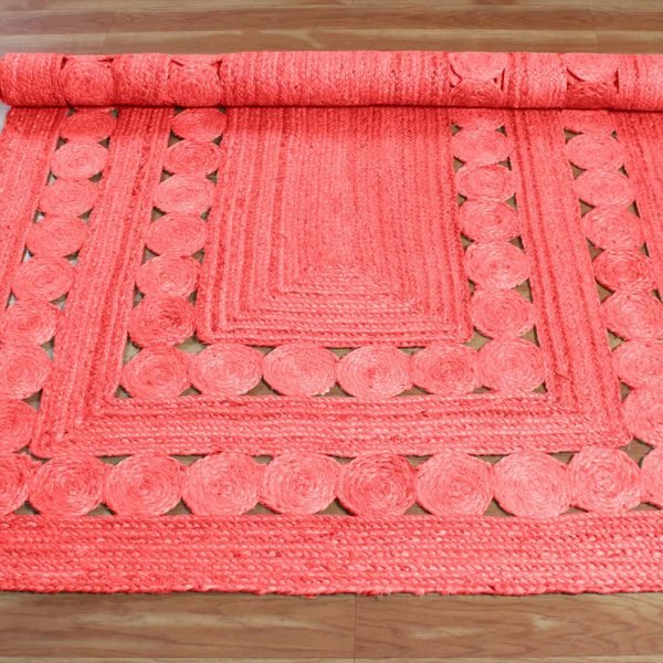 Red Hand Braided Jute New Modern Area Rug - Image 4