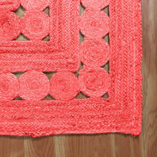 Red Hand Braided Jute New Modern Area Rug - Image 5