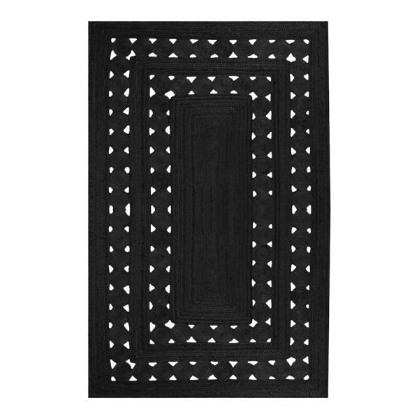 Large Indian Hand Braided Black Jute Area Rug