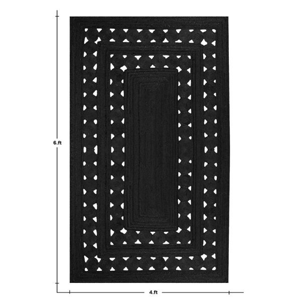 Large Indian Hand Braided Black Jute Area Rug - Image 5