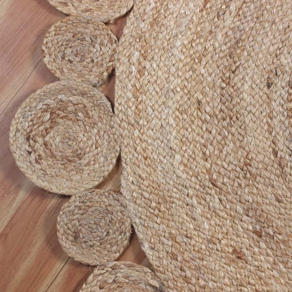Beige Scalloped Rug Hand Braided Jute Round Rug - Image 4