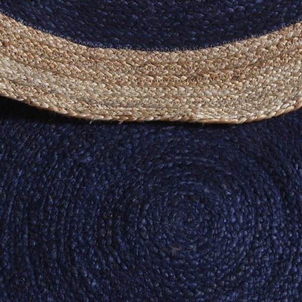 Blue Hand Braided Beige Bordered Jute Rug - Image 5
