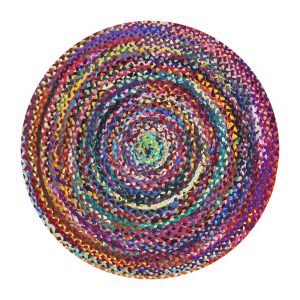 Indian Handmade Multicolor Cotton Round Area Rug