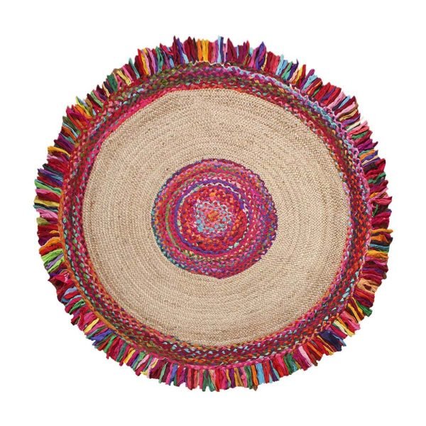 Hand Braided Cotton Jute Multicolor Area Rug