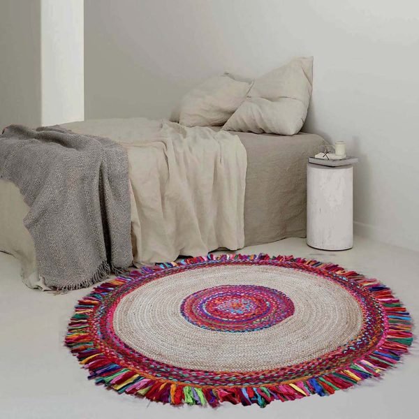 Hand Braided Cotton Jute Multicolor Area Rug - Image 2