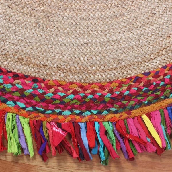 Hand Braided Cotton Jute Multicolor Area Rug - Image 5