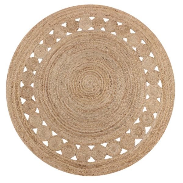 Beige Hand Braided Jute Round Outdoor Rug