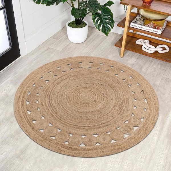 Beige Hand Braided Jute Round Outdoor Rug - Image 2
