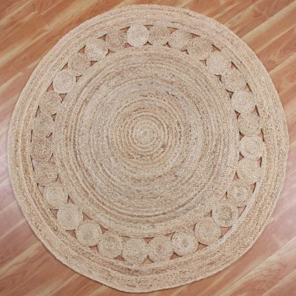 Beige Hand Braided Jute Round Outdoor Rug - Image 3