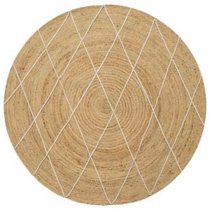 Beige White Modern Hand Braided Round Rug