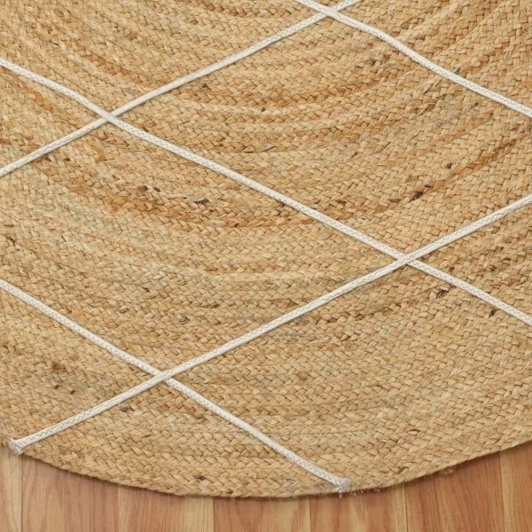 Beige White Modern Hand Braided Round Rug - Image 4