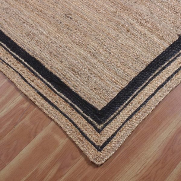 Bordered Black Beige Jute Hand Braided Rug - Image 5