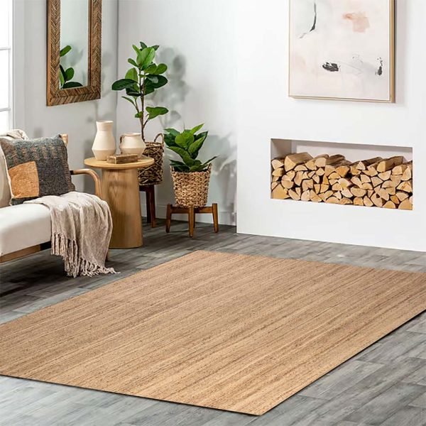 Hand Braided Beige Jute Geometric Area Rug - Image 2