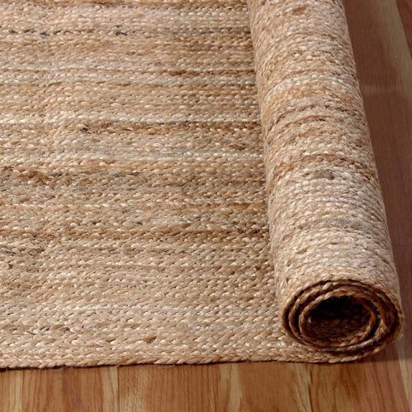Hand Braided Beige Jute Geometric Area Rug - Image 4