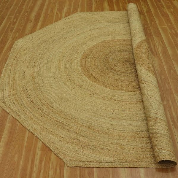 Hand Braided Octagon Beige Jute Area Rugs - Image 4
