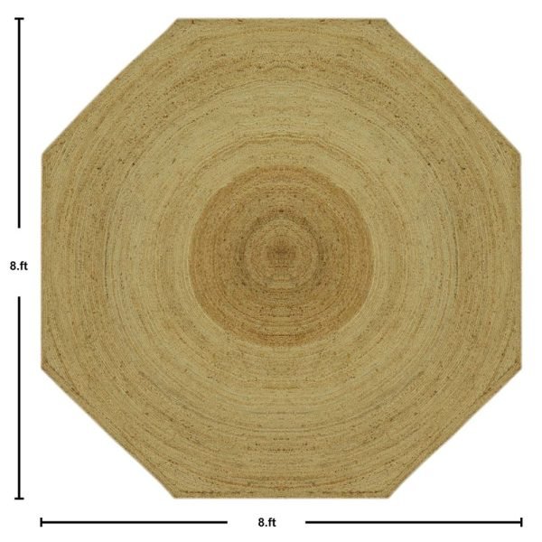 Hand Braided Octagon Beige Jute Area Rugs - Image 6