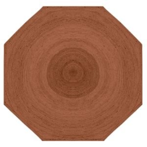 Hand Braided Octagon Brown Jute Front Area Rugs