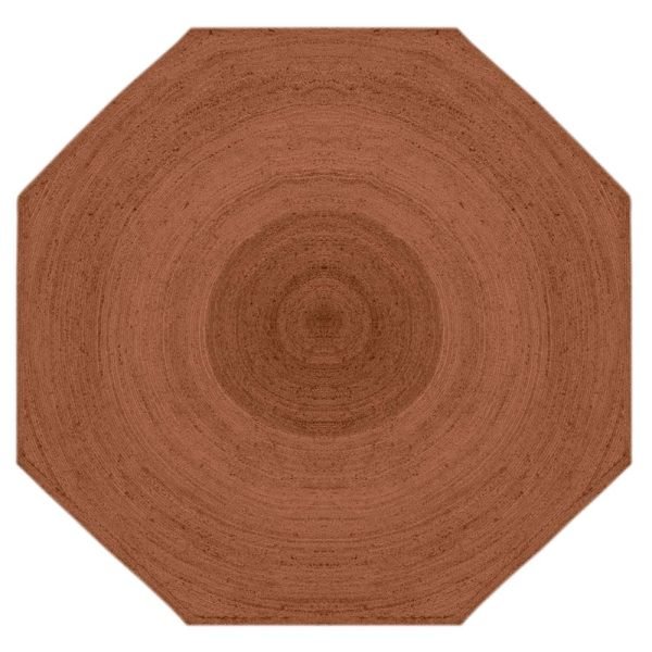 Hand Braided Octagon Brown Jute Front Area Rugs