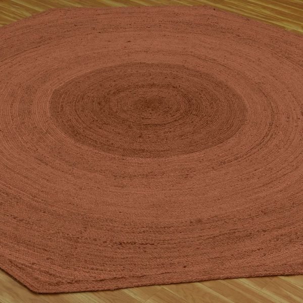 Hand Braided Octagon Brown Jute Front Area Rugs - Image 3