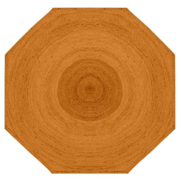 Octagonal Orange Jute Braided Doorway Rugs