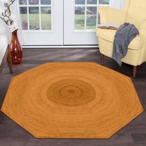 Octagonal Orange Jute Braided Doorway Rugs