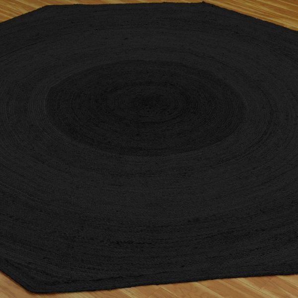 Octagonal Black Jute Hand Braided Doorway Rugs - Image 3