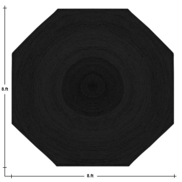 Octagonal Black Jute Hand Braided Doorway Rugs - Image 5