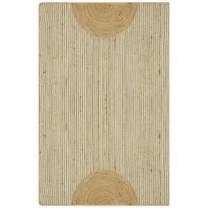 Hand Braided Beige White Jute Large Area Rugs