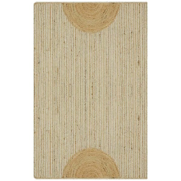 Hand Braided Beige White Jute Large Area Rugs