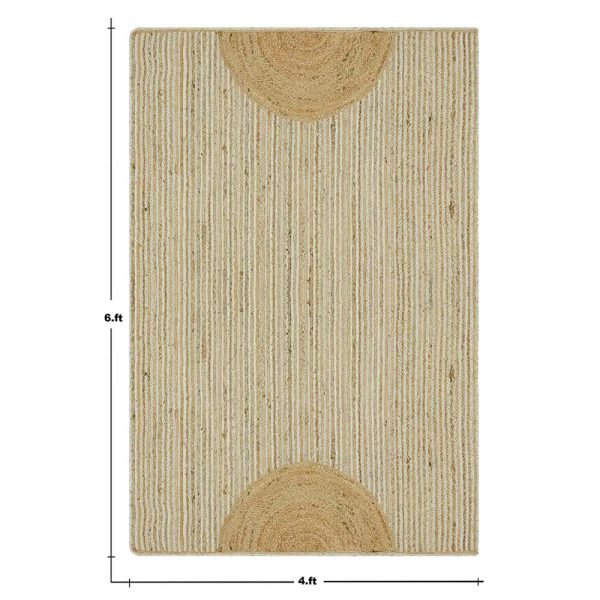 Hand Braided Beige White Jute Large Area Rugs - Image 5