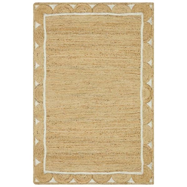 Hand Braided Beige White Jute Bordered Rugs