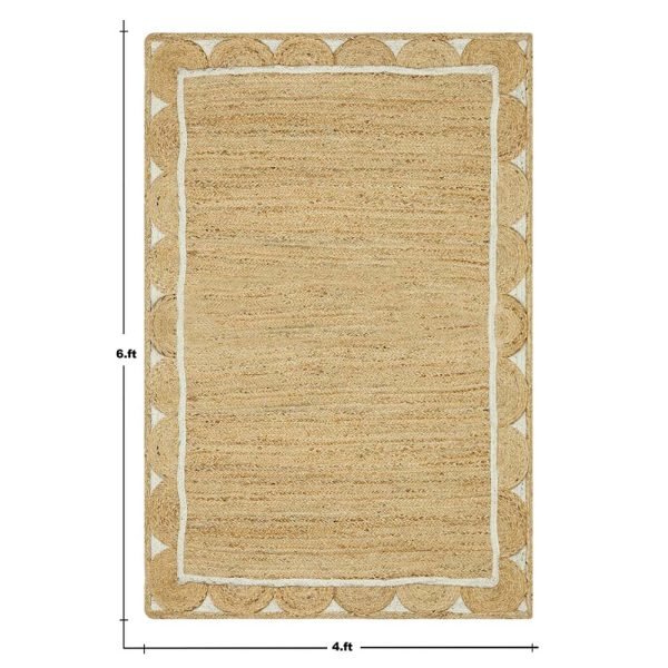 Hand Braided Beige White Jute Bordered Rugs - Image 5