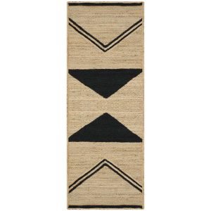 Hand Braided Beige Grey Jute Geometric Rug