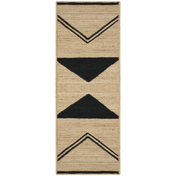 Hand Braided Beige Grey Jute Geometric Rug