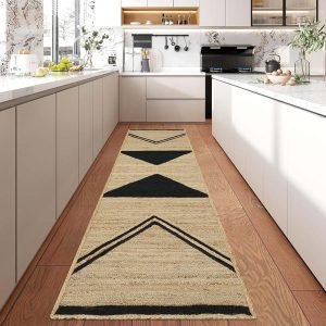 Hand Braided Beige Grey Jute Geometric Rug