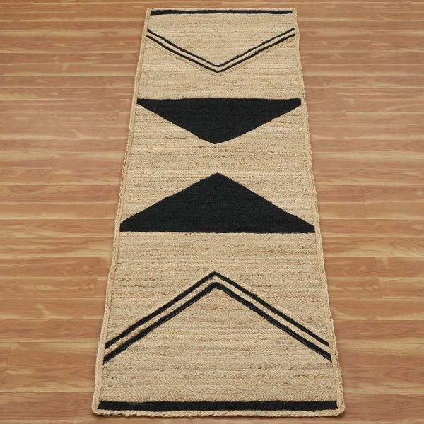 Hand Braided Beige Grey Jute Geometric Rug - Image 3