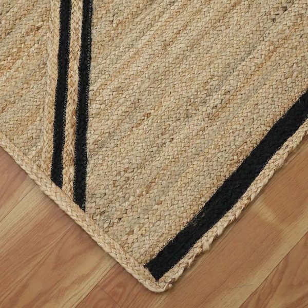 Hand Braided Beige Grey Jute Geometric Rug - Image 4