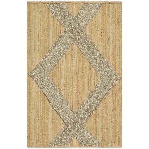 Hand Braided Beige Jute Geometric Area Rugs