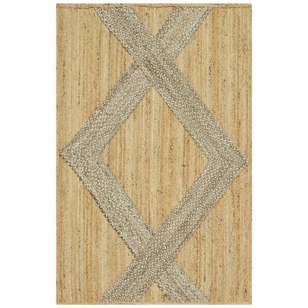 Hand Braided Beige Jute Geometric Area Rugs
