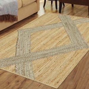 Hand Braided Beige Jute Geometric Area Rugs