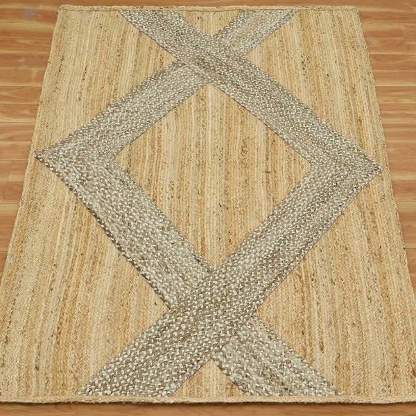 Hand Braided Beige Jute Geometric Area Rugs - Image 3