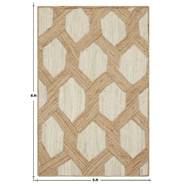 Hand-braided White Beige Home Decor Area Rug - Image 5