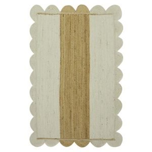 Hand-braided White Beige Dining Room Jute Rug