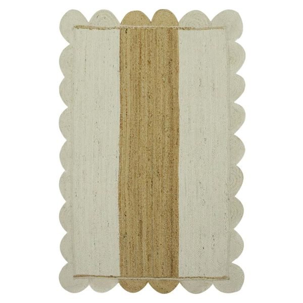 Hand-braided White Beige Dining Room Jute Rug
