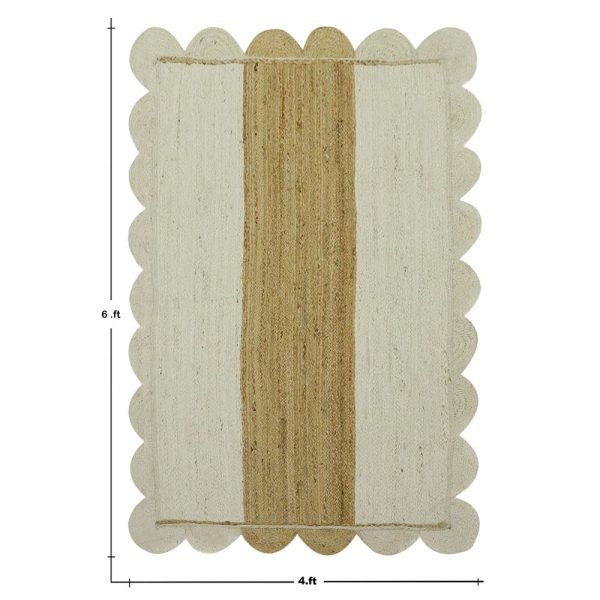 Hand-braided White Beige Dining Room Jute Rug - Image 5