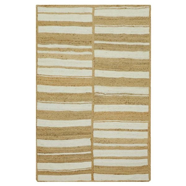 Handmade White Beige Home Decor Jute Area Rug