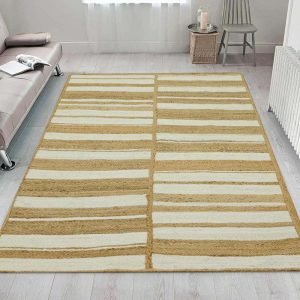 Handmade White Beige Home Decor Jute Area Rug